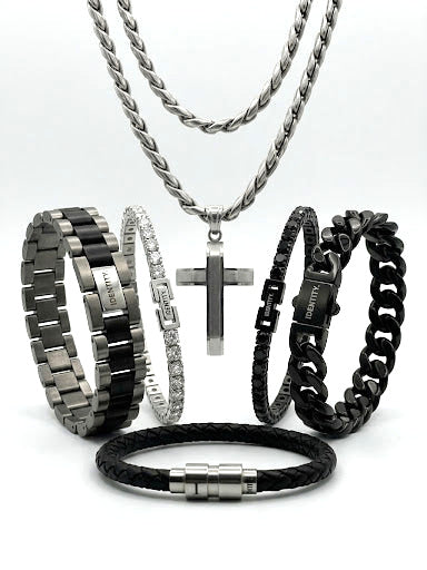 Full IDENTITY. Set: five bracelets and a cross necklace