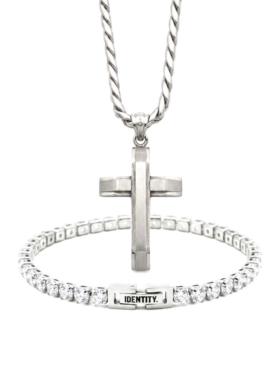 Base Layer set: cross necklace and Clarity tennis bracelet