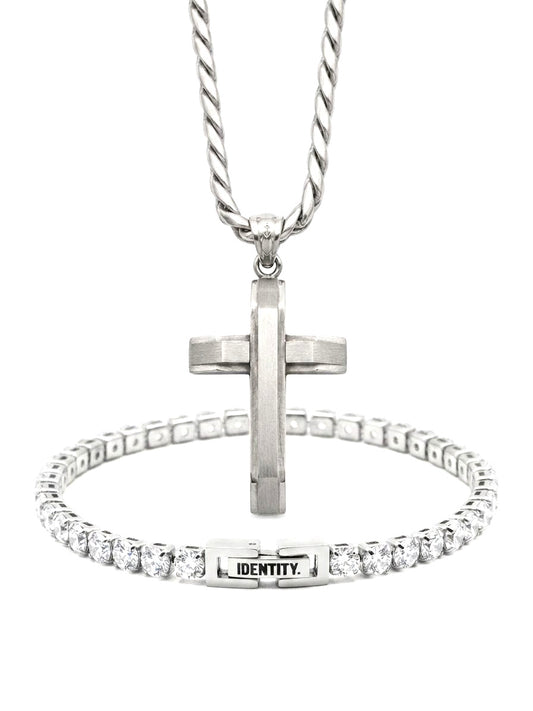 Base Layer set: cross necklace and Clarity tennis bracelet